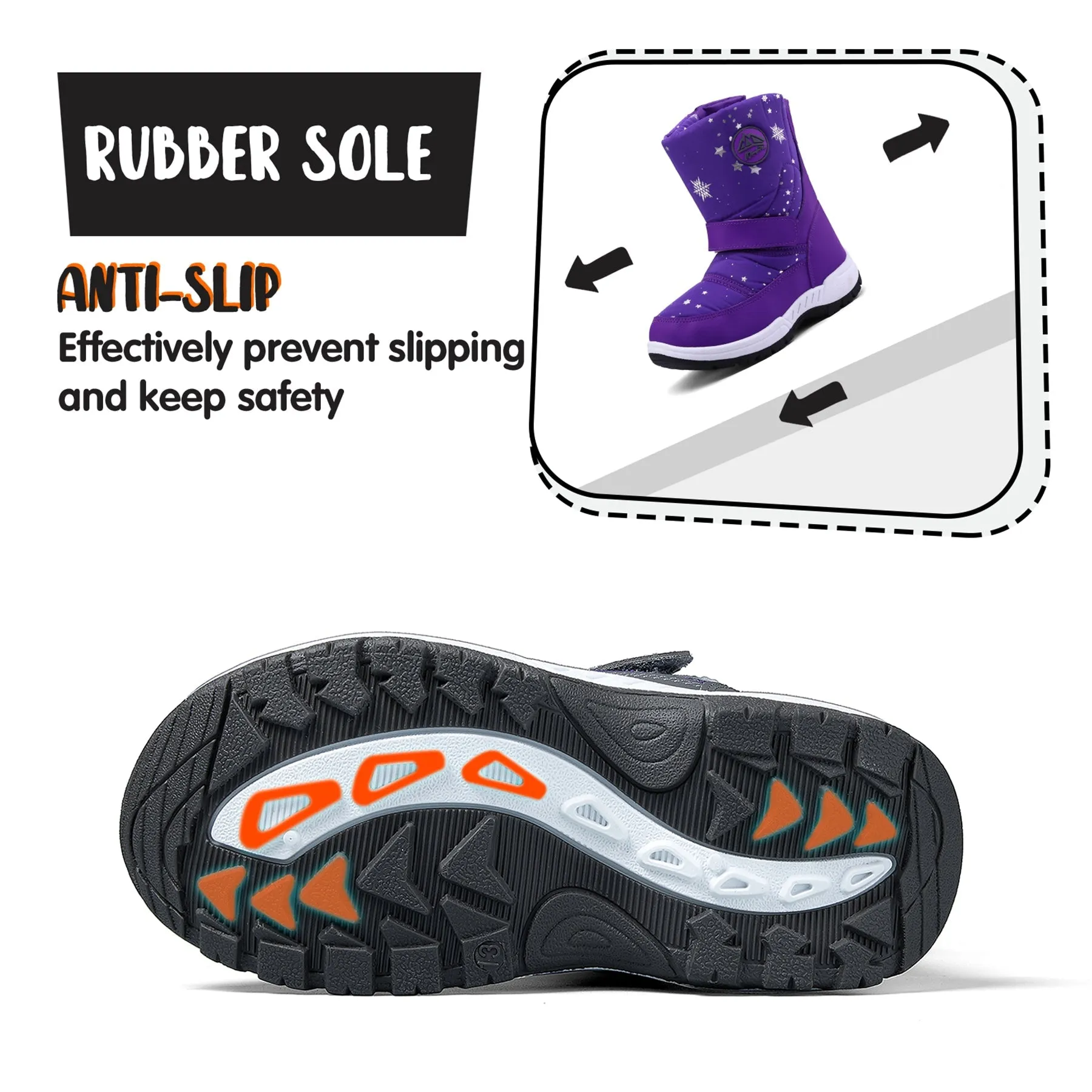 Purple Star Snowflake Warm Waterproof Snow Boots