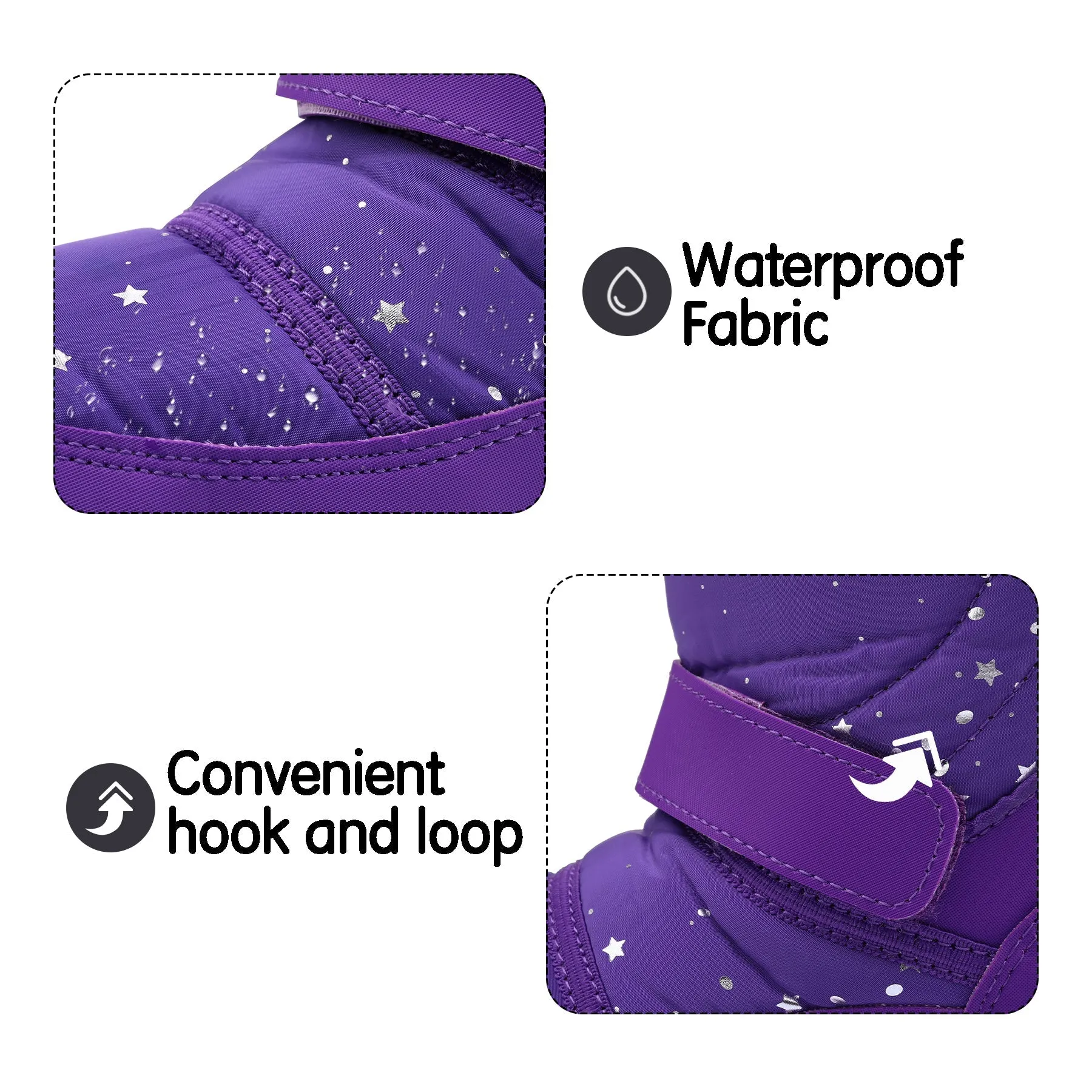 Purple Star Snowflake Warm Waterproof Snow Boots