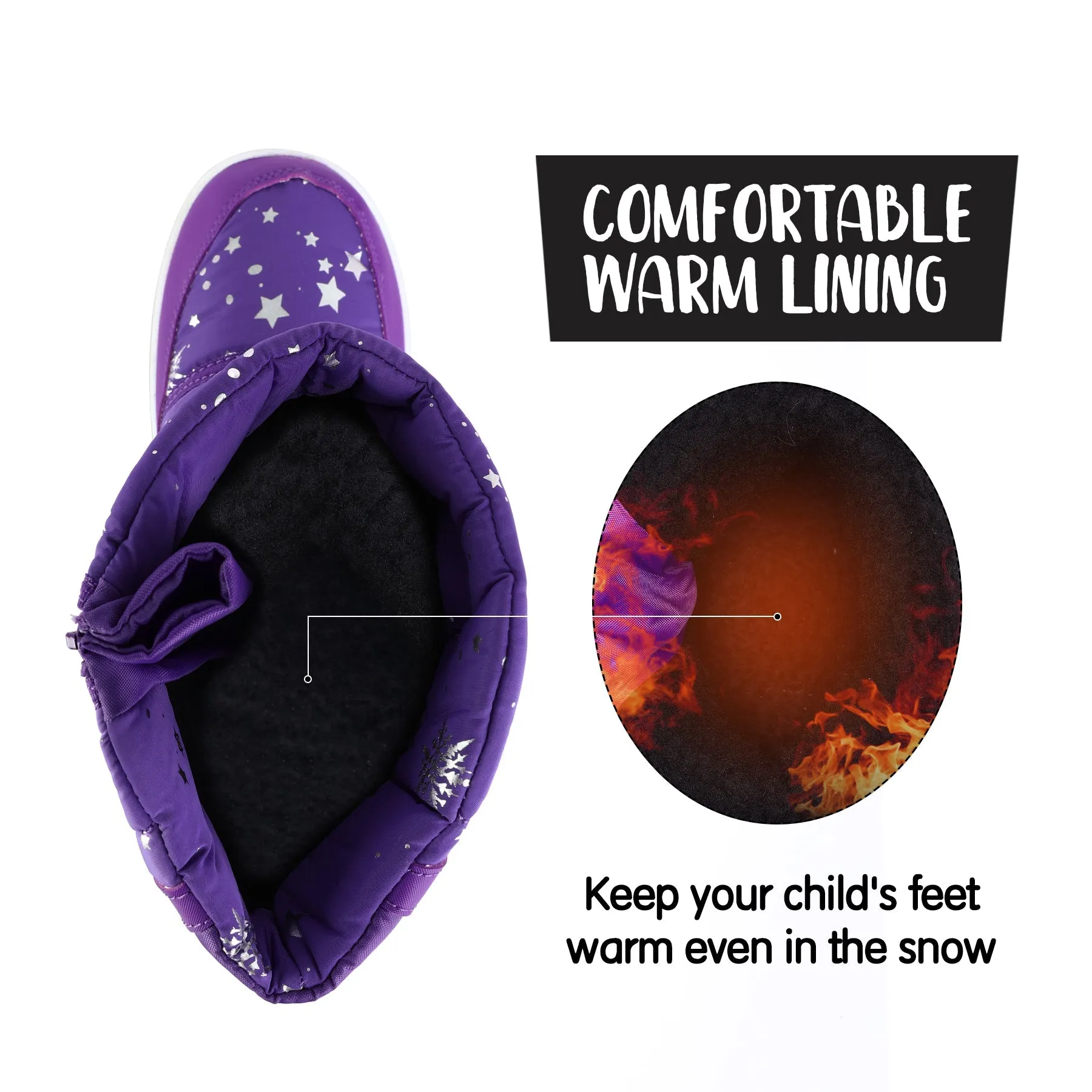Purple Star Snowflake Warm Waterproof Snow Boots