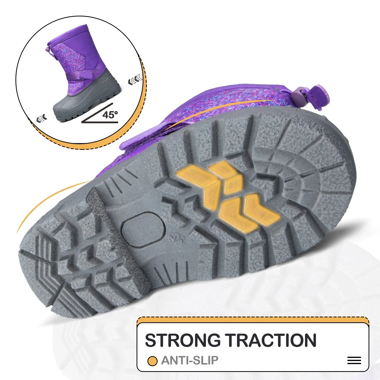 Purple Warm Waterproof Non-slip Snow Boots