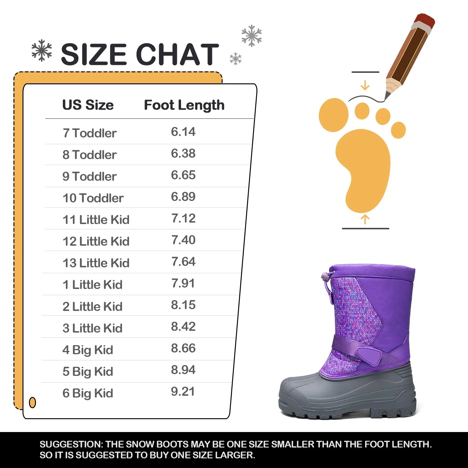 Purple Warm Waterproof Non-slip Snow Boots