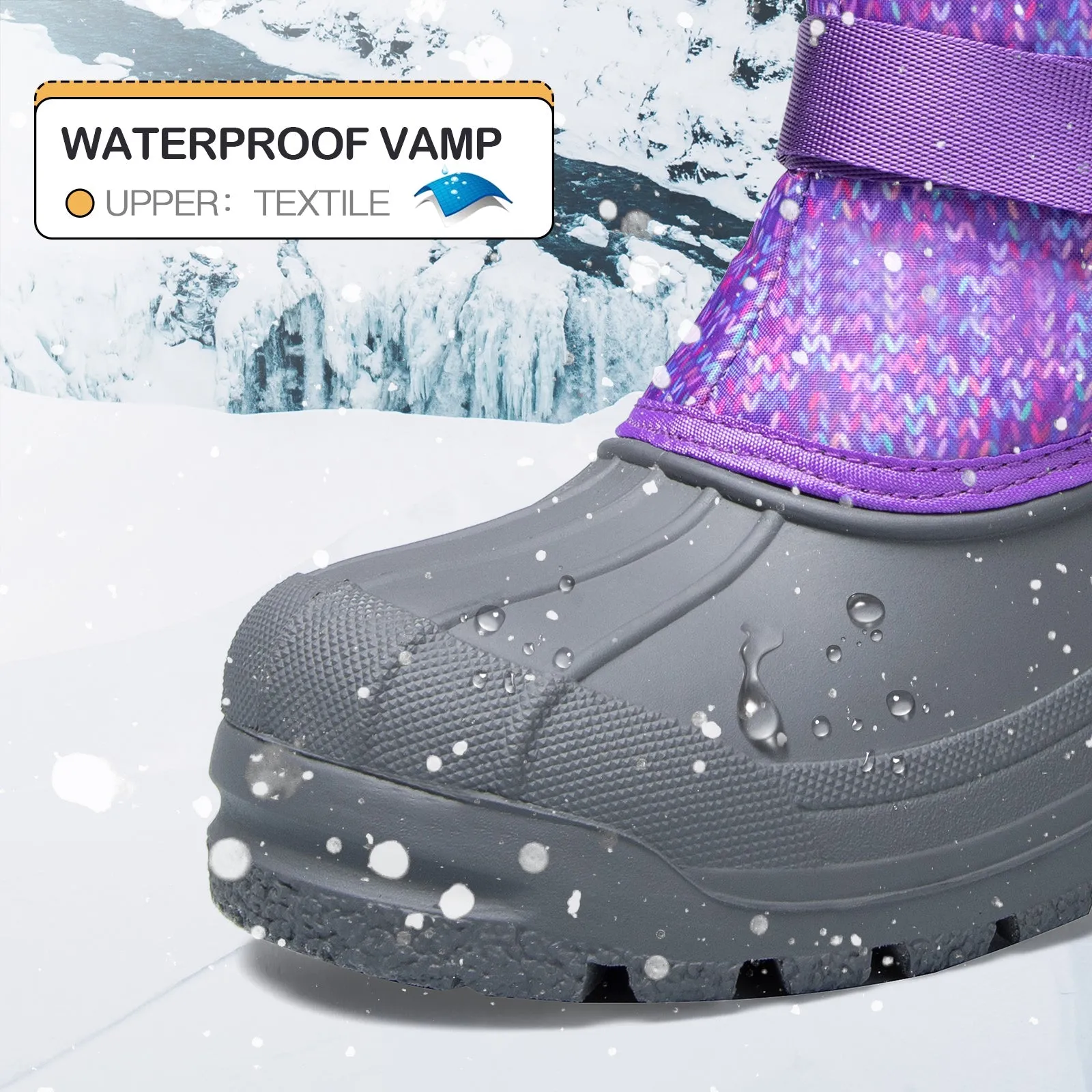 Purple Warm Waterproof Non-slip Snow Boots