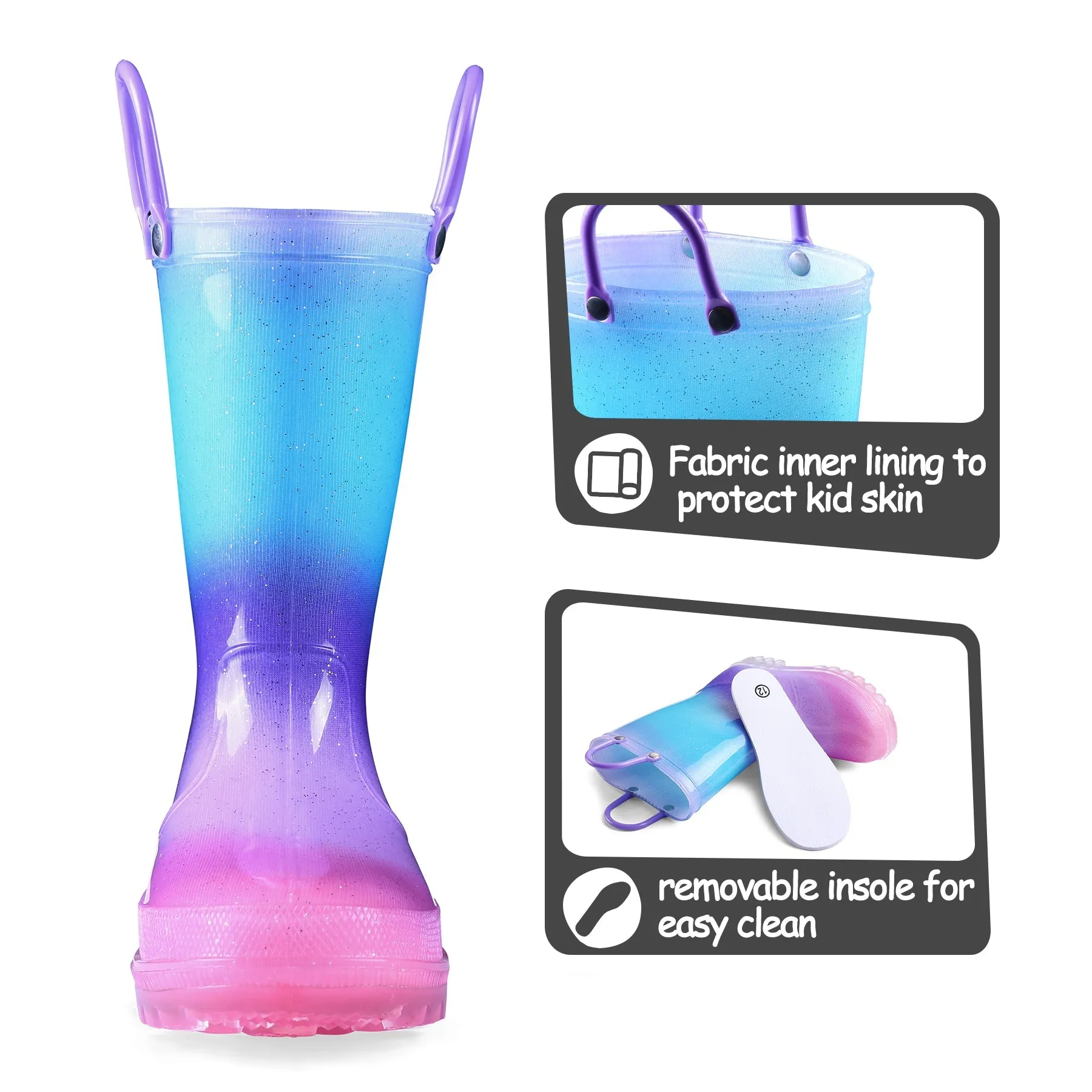 PVC Rainbow Gradient Waterproof Rubber Rain Boots
