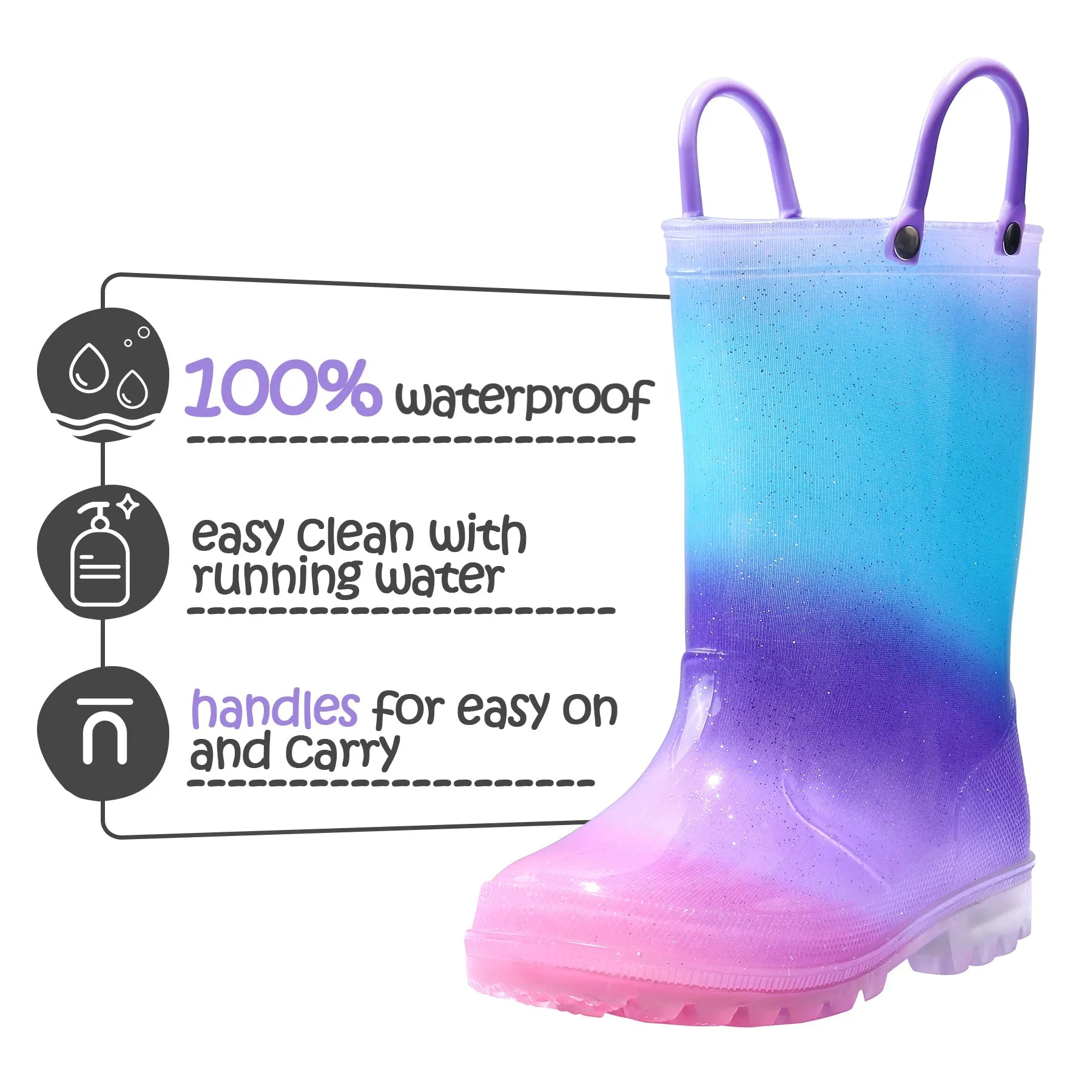PVC Rainbow Gradient Waterproof Rubber Rain Boots