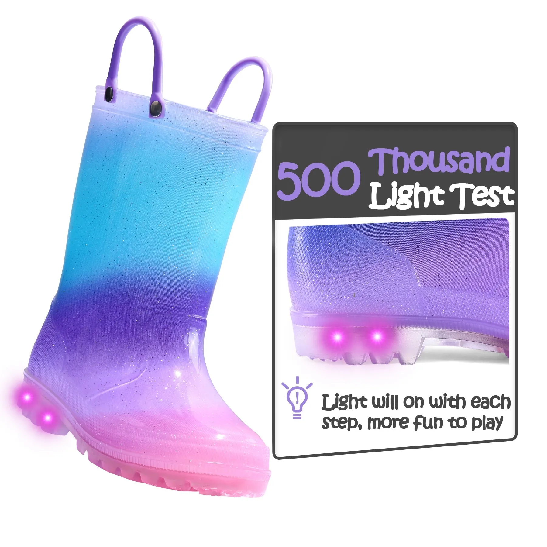 PVC Rainbow Gradient Waterproof Rubber Rain Boots