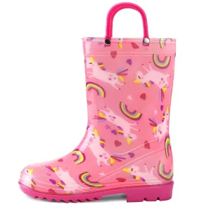 PVC Rainbow Unicorn Print Rubber Rain Boots