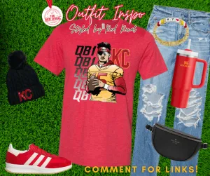 QB1 KC Mahomes Heather Red Tee