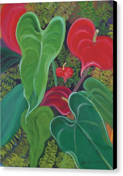 "Anthurium Garden" - Canvas Print