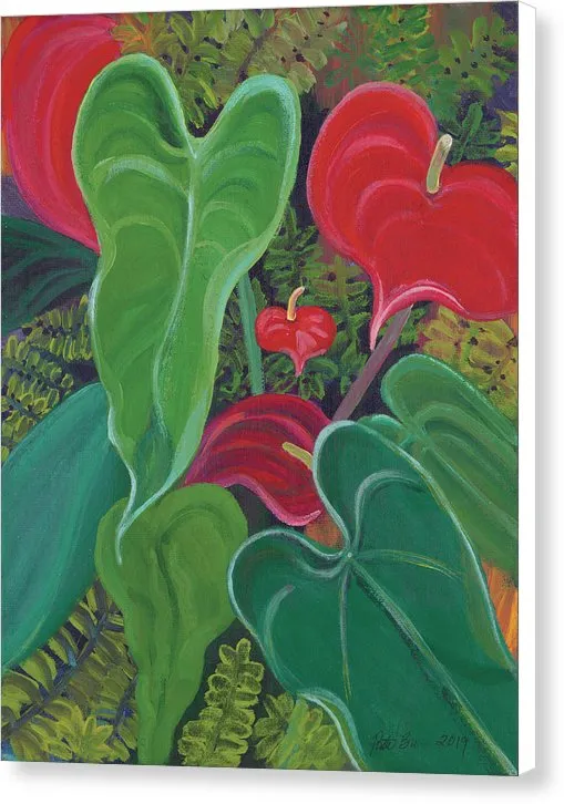 "Anthurium Garden" - Canvas Print