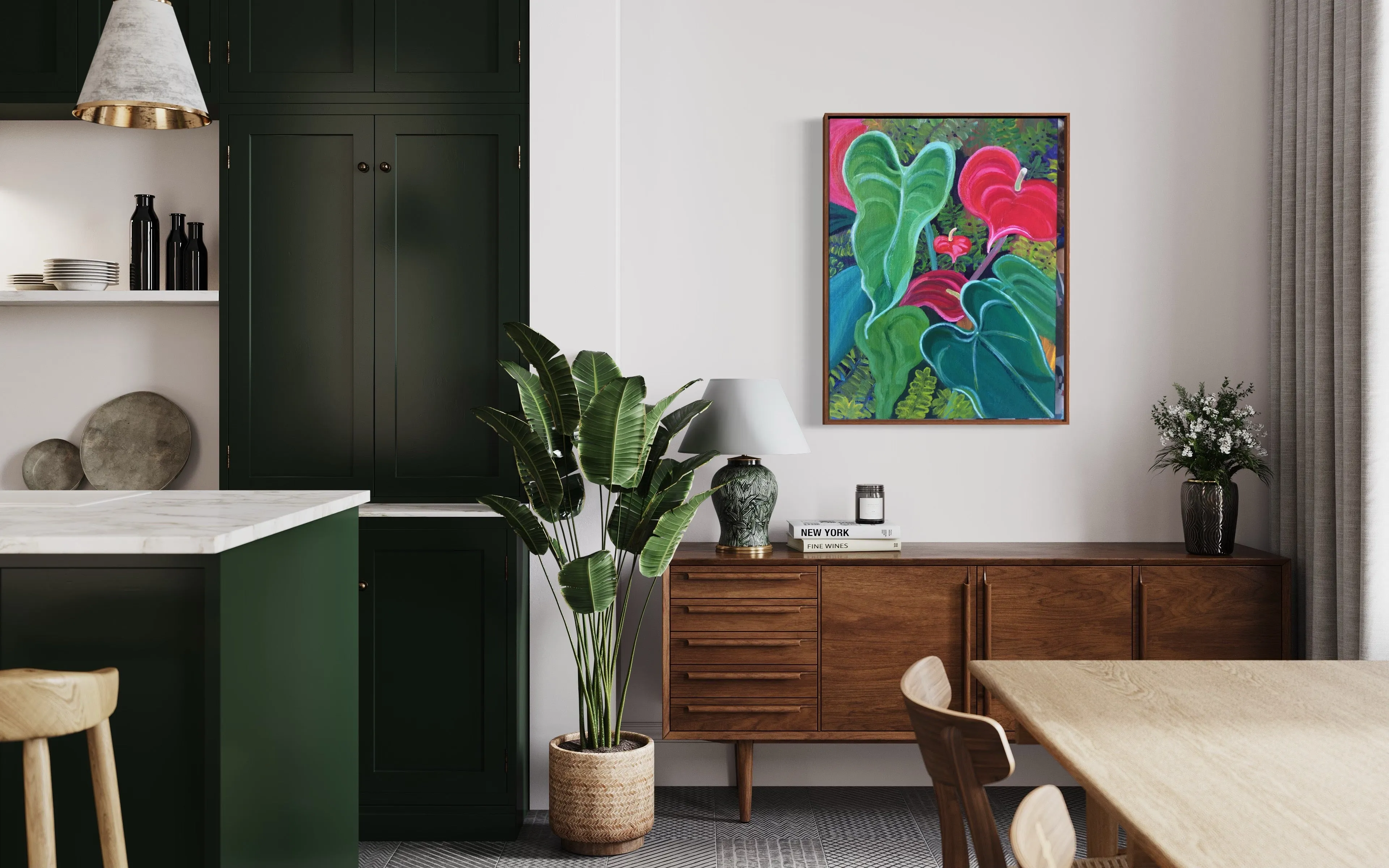 "Anthurium Garden" - Canvas Print