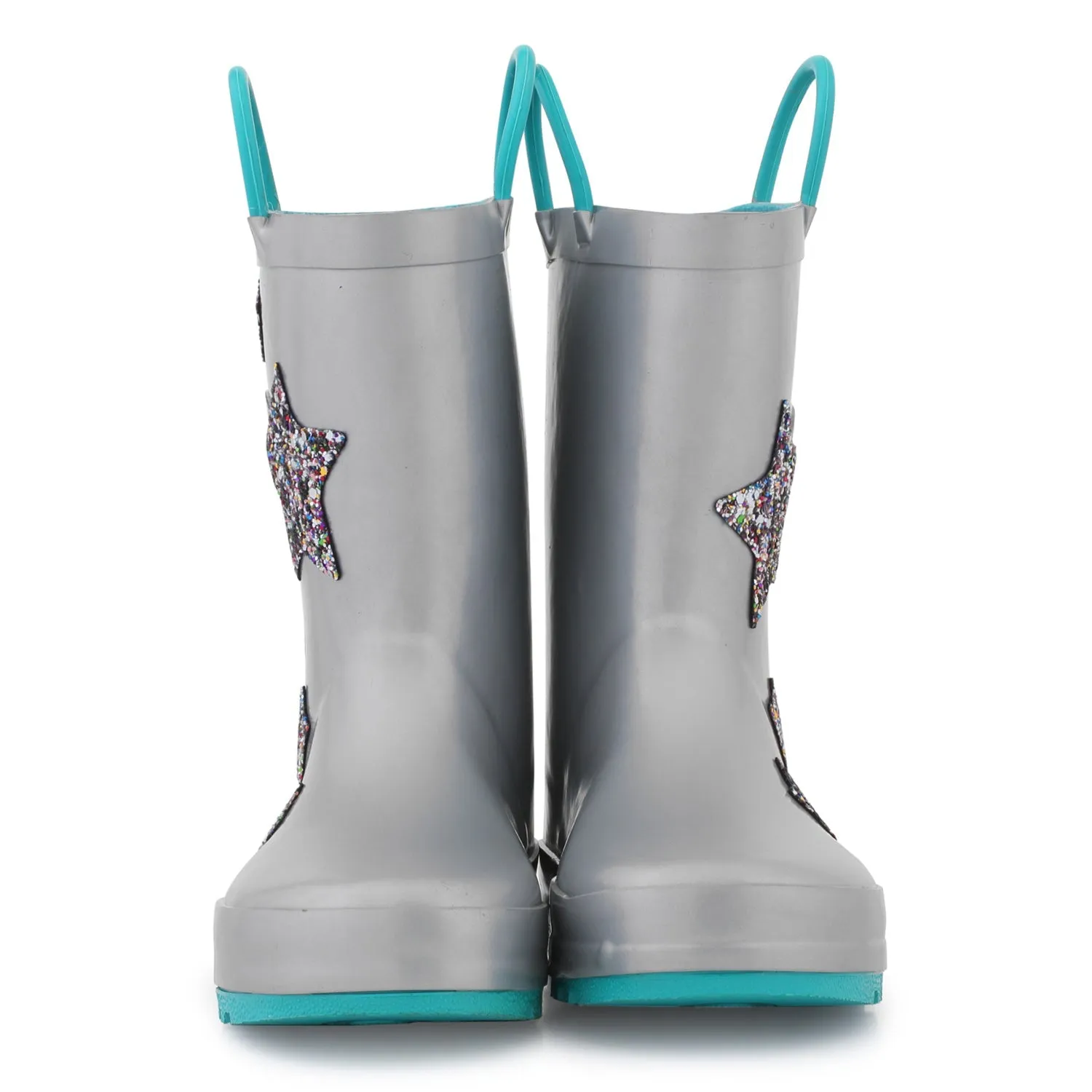 Rainbow Glitter Stars Waterproof Rubber Rain Boots