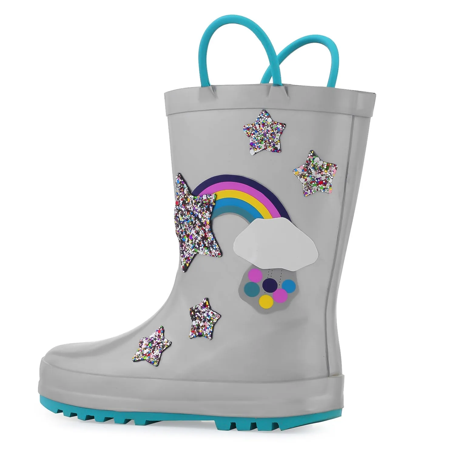 Rainbow Glitter Stars Waterproof Rubber Rain Boots