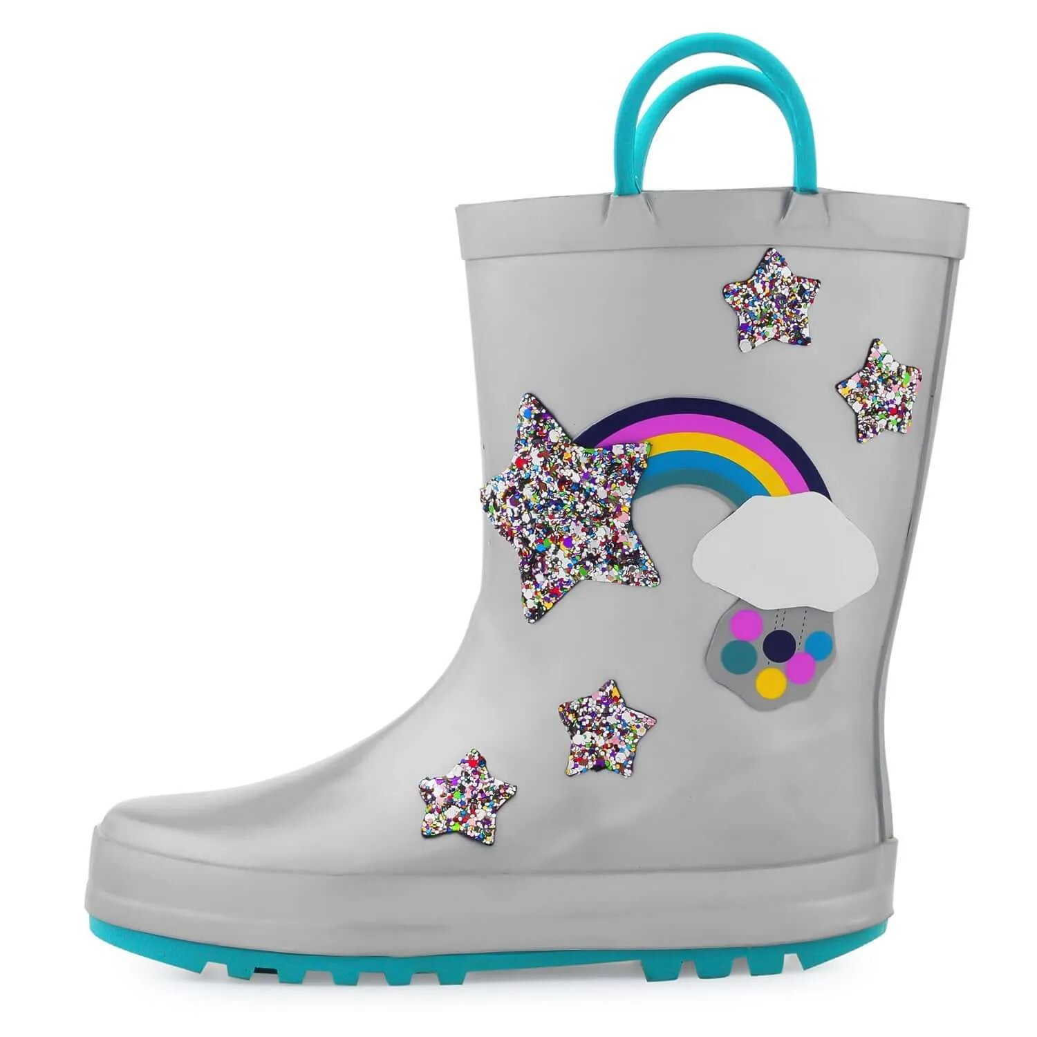 Rainbow Glitter Stars Waterproof Rubber Rain Boots
