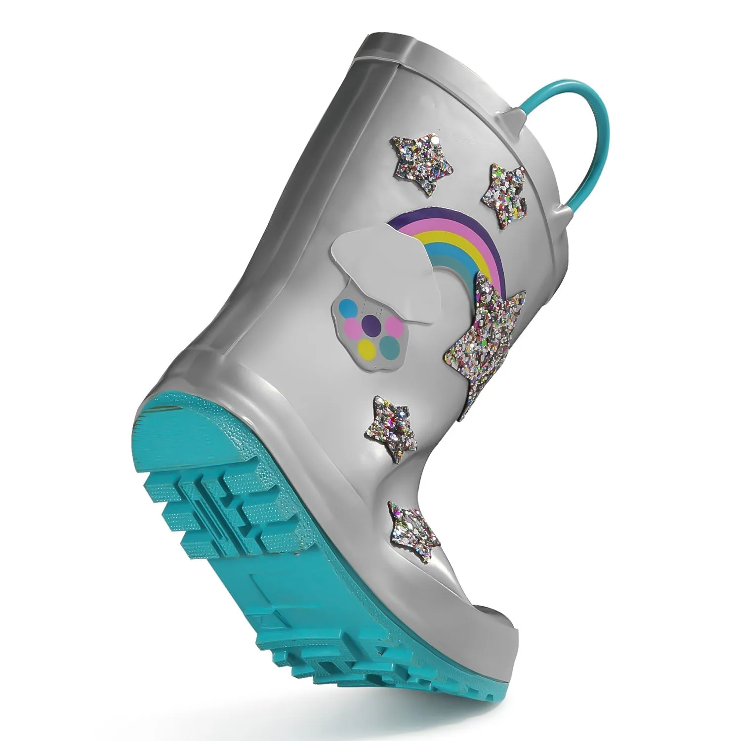 Rainbow Glitter Stars Waterproof Rubber Rain Boots