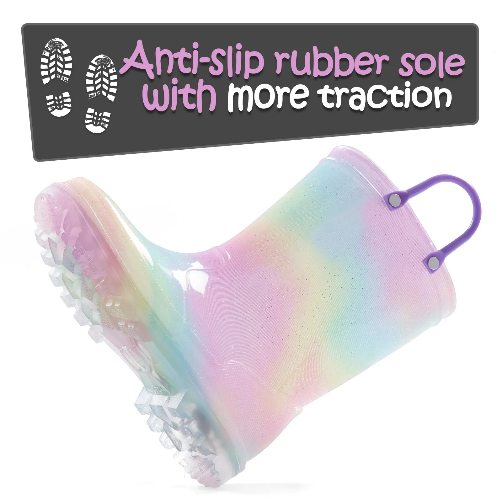 Rainbow Style Aurora Gradient Luminous Rain Boots