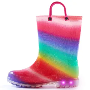 Rainbow Waterproof Lighted Rubber Rain Boots