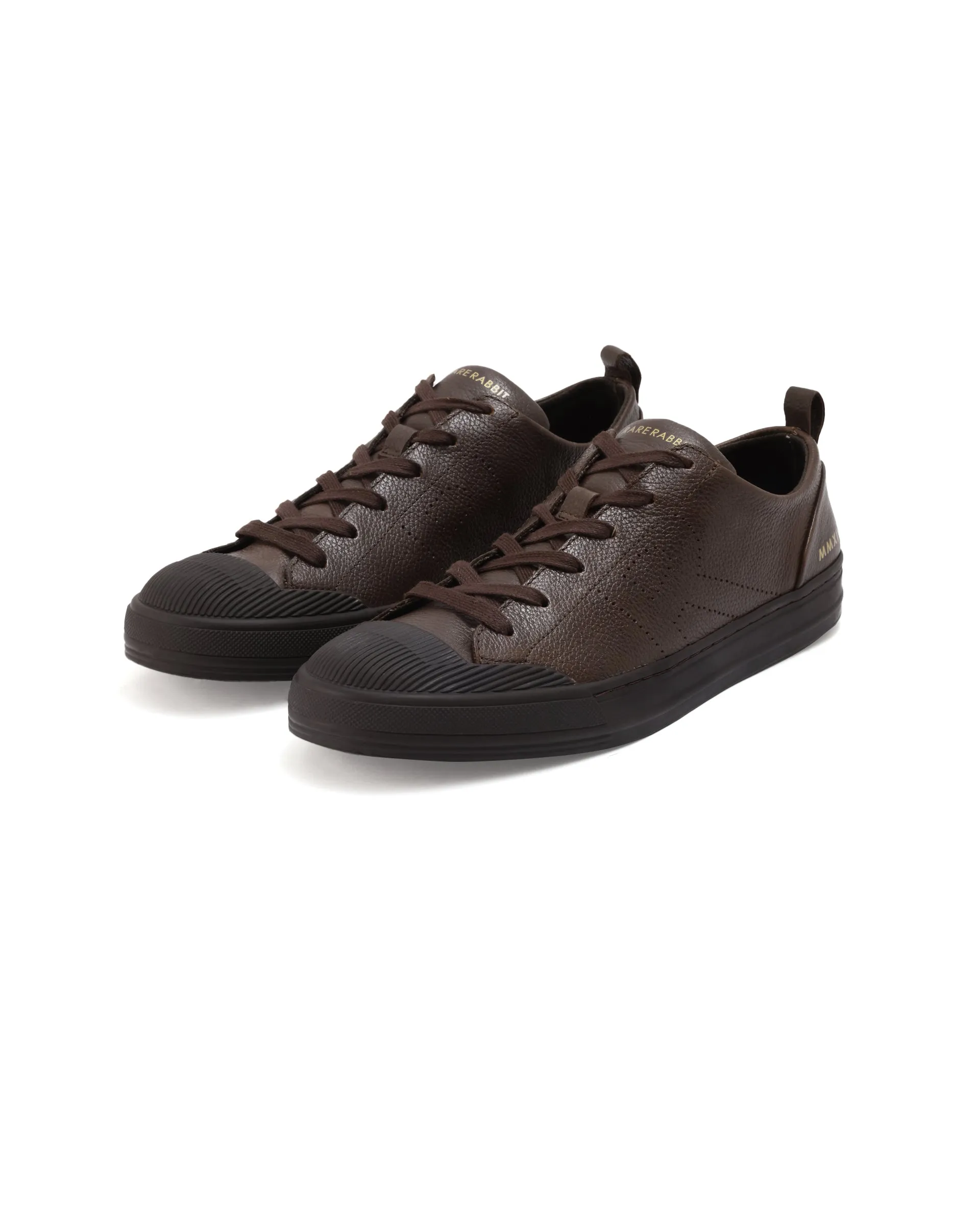 Rare Rabbit Mens Sauron Pro Dark Brown Premium Milled Leather Lace Up Low Top Round Toe Sneaker Shoes