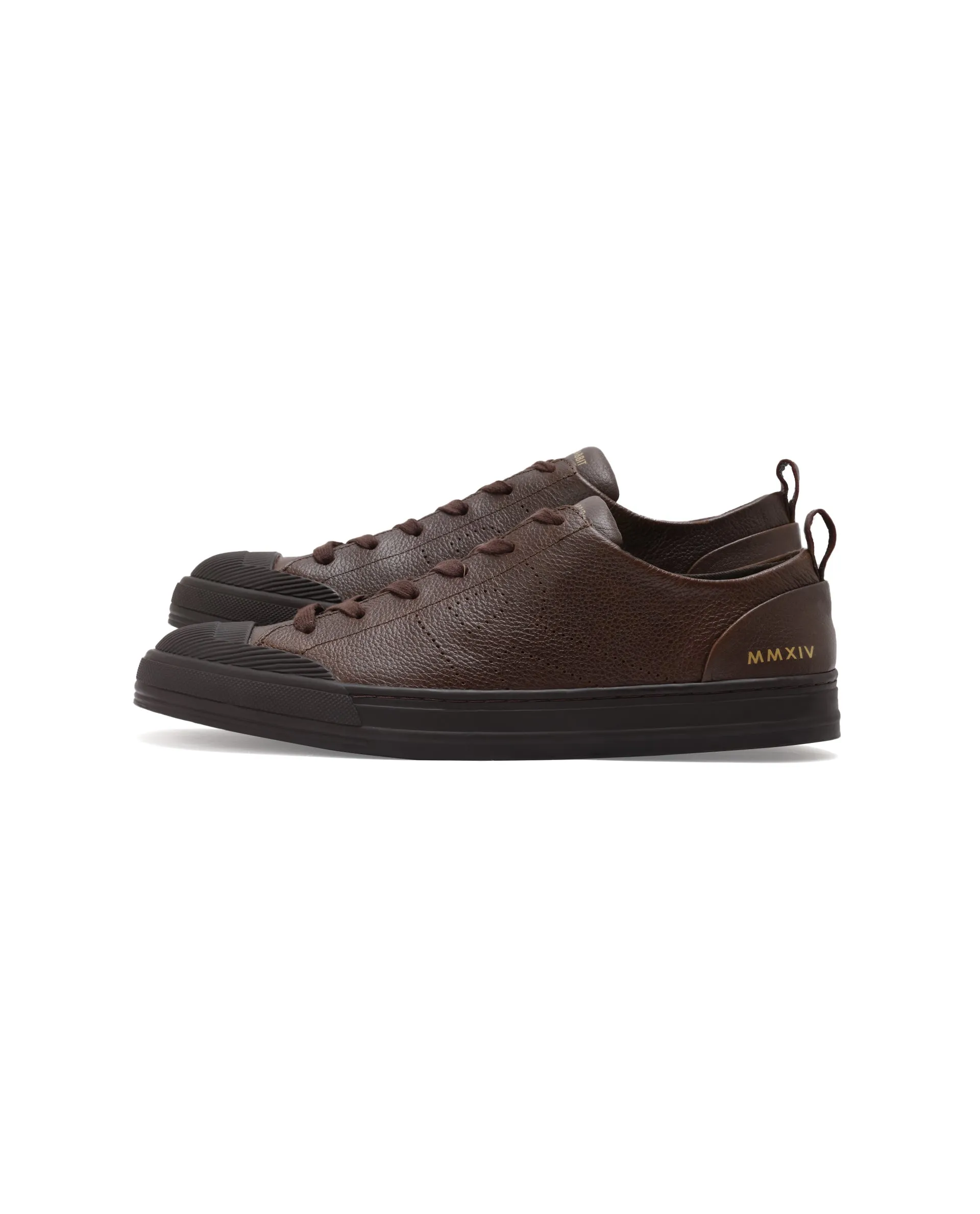 Rare Rabbit Mens Sauron Pro Dark Brown Premium Milled Leather Lace Up Low Top Round Toe Sneaker Shoes