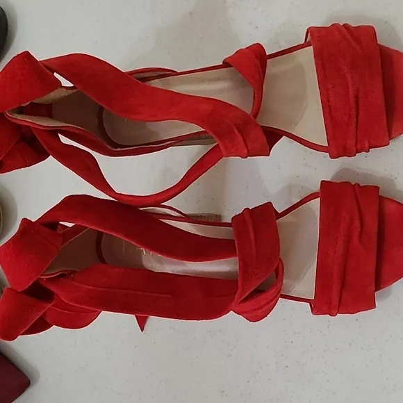 RAYE Maggie red suede Heeled Sandals that tie around the ankle size 8