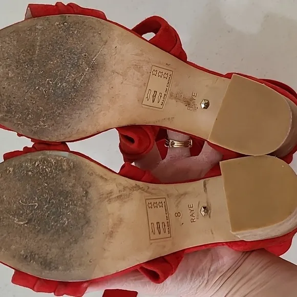 RAYE Maggie red suede Heeled Sandals that tie around the ankle size 8