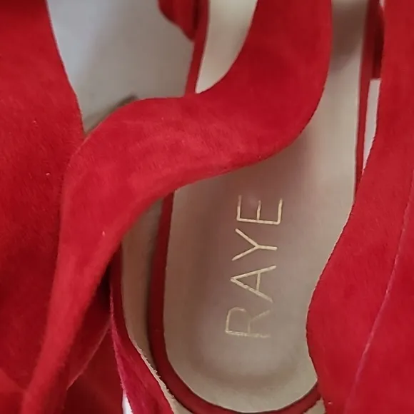 RAYE Maggie red suede Heeled Sandals that tie around the ankle size 8