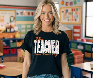 Red & Gold Arrowhead This Teacher Loves Kansas City Black Tee