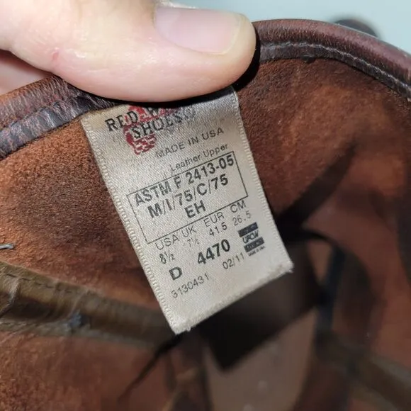Red Wing Boots Mens Size 8.5 D 4470 Pecos Brown Leather Steel Toe Workwear Work