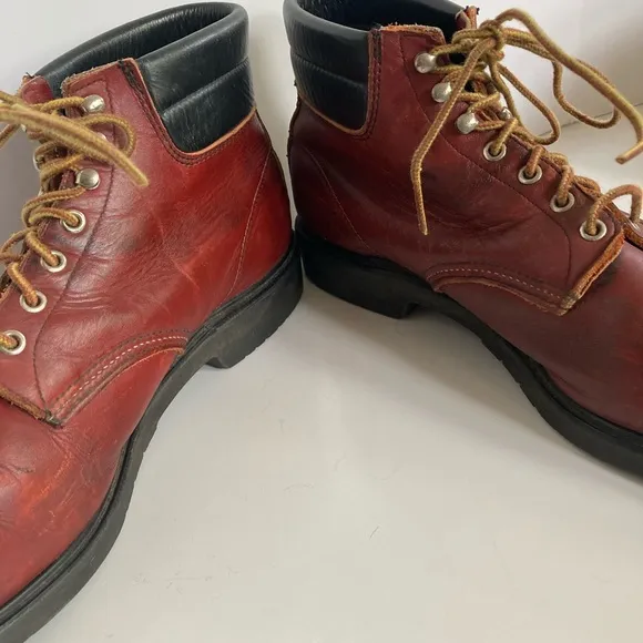 Red Wing Deep Red Leather Vintage Boots Steel Toe Wonderful Wear Men’s S…