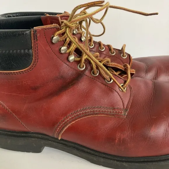Red Wing Deep Red Leather Vintage Boots Steel Toe Wonderful Wear Men’s S…