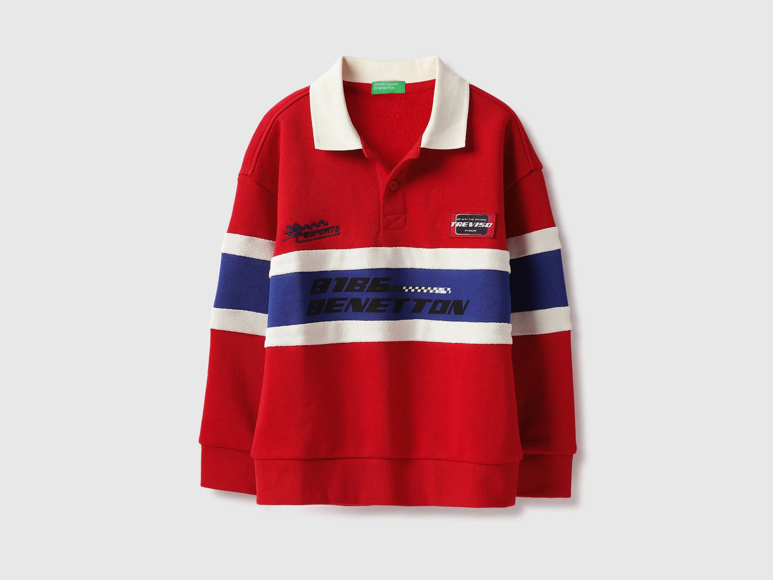 Regular Fit Polo Neck Colorblock Sweatshirt