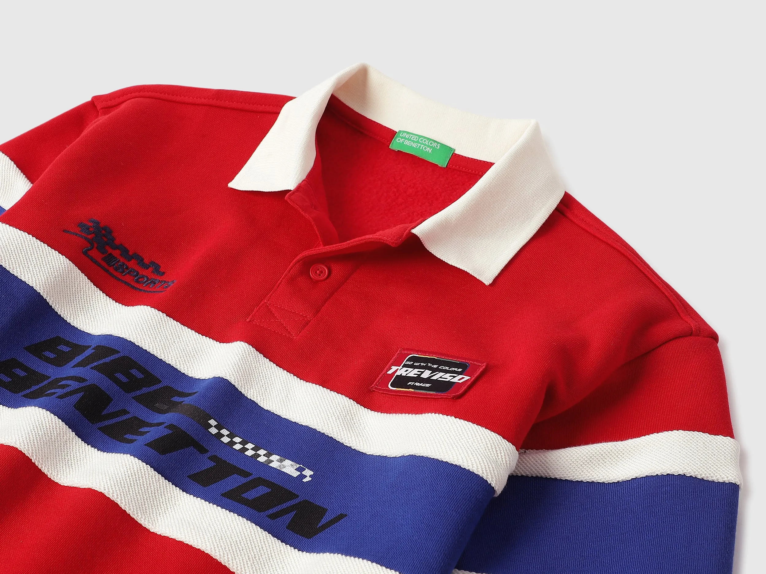Regular Fit Polo Neck Colorblock Sweatshirt