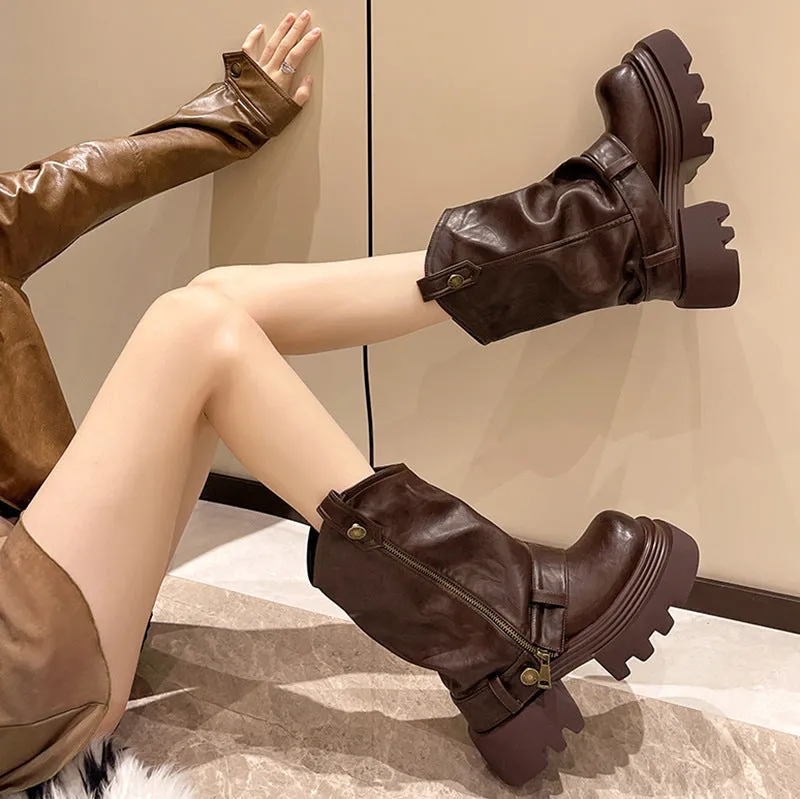 Retro British Style Platform Martin Boots for Women