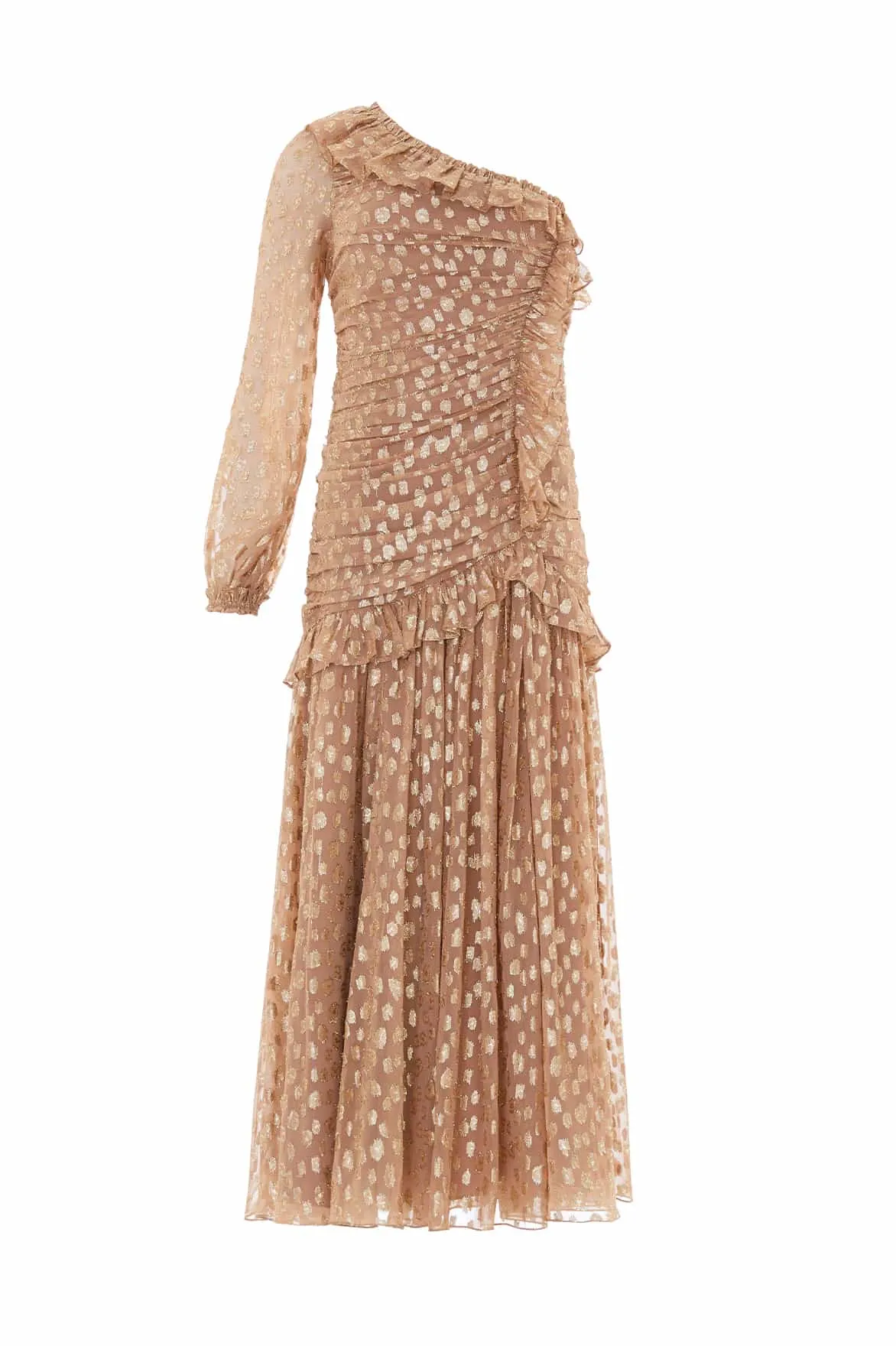 Rhia Lurex One-Shoulder Ankle Gown
