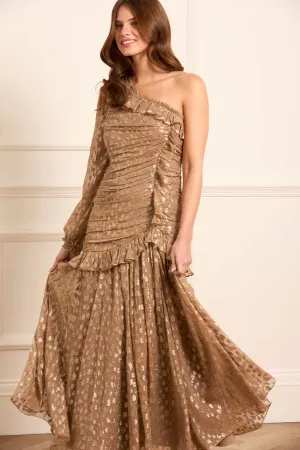 Rhia Lurex One-Shoulder Ankle Gown