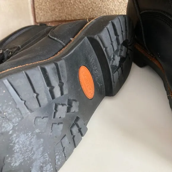 Road wolf Black Leather Steel Toe Work Boots Men’s Size 8.5
