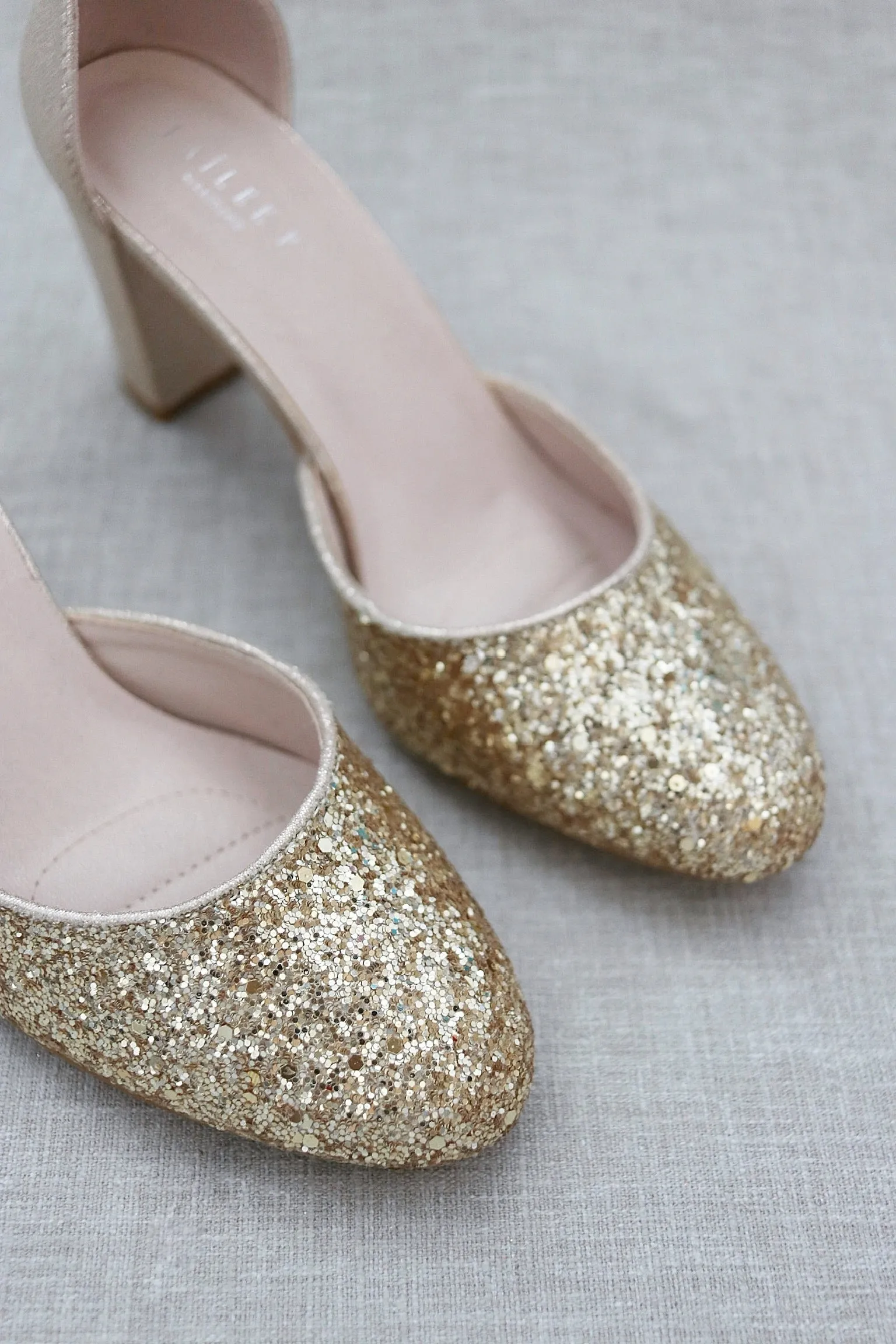 Rock Glitter Block Heel with Wrapped Satin Tie