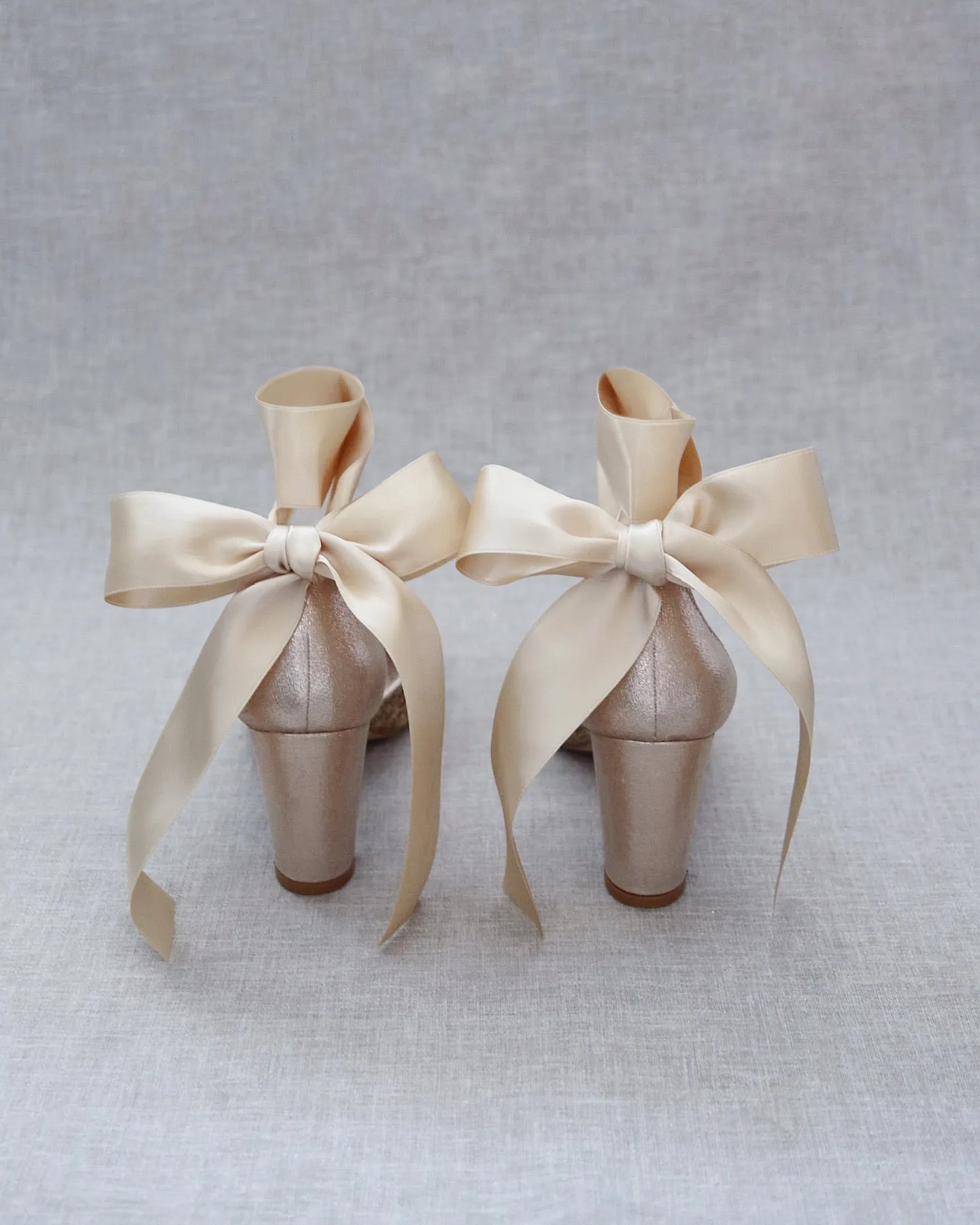 Rock Glitter Block Heel with Wrapped Satin Tie