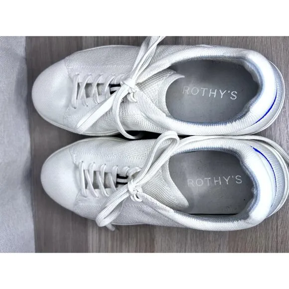 Rothys RS02 Lace Up Knit Sneakers Bone Natural Cream White 12.5W/11M