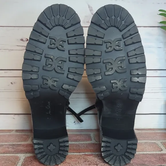 Sam Edelman Black Leather Ankle Boots Chunky Block Sole Shania Women's 9.5