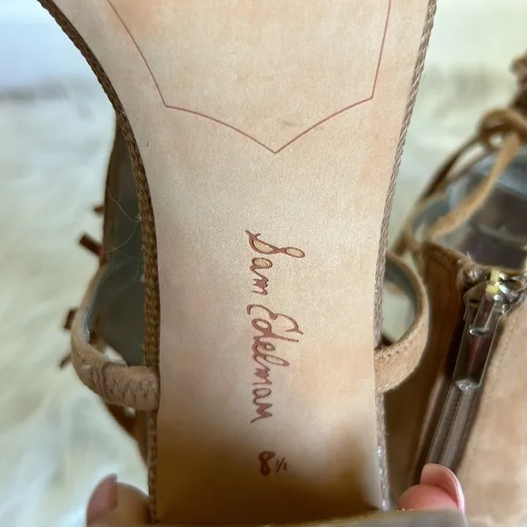 Sam Edelman Yvette Beaded Fringe Sandal Beige Size 8.5