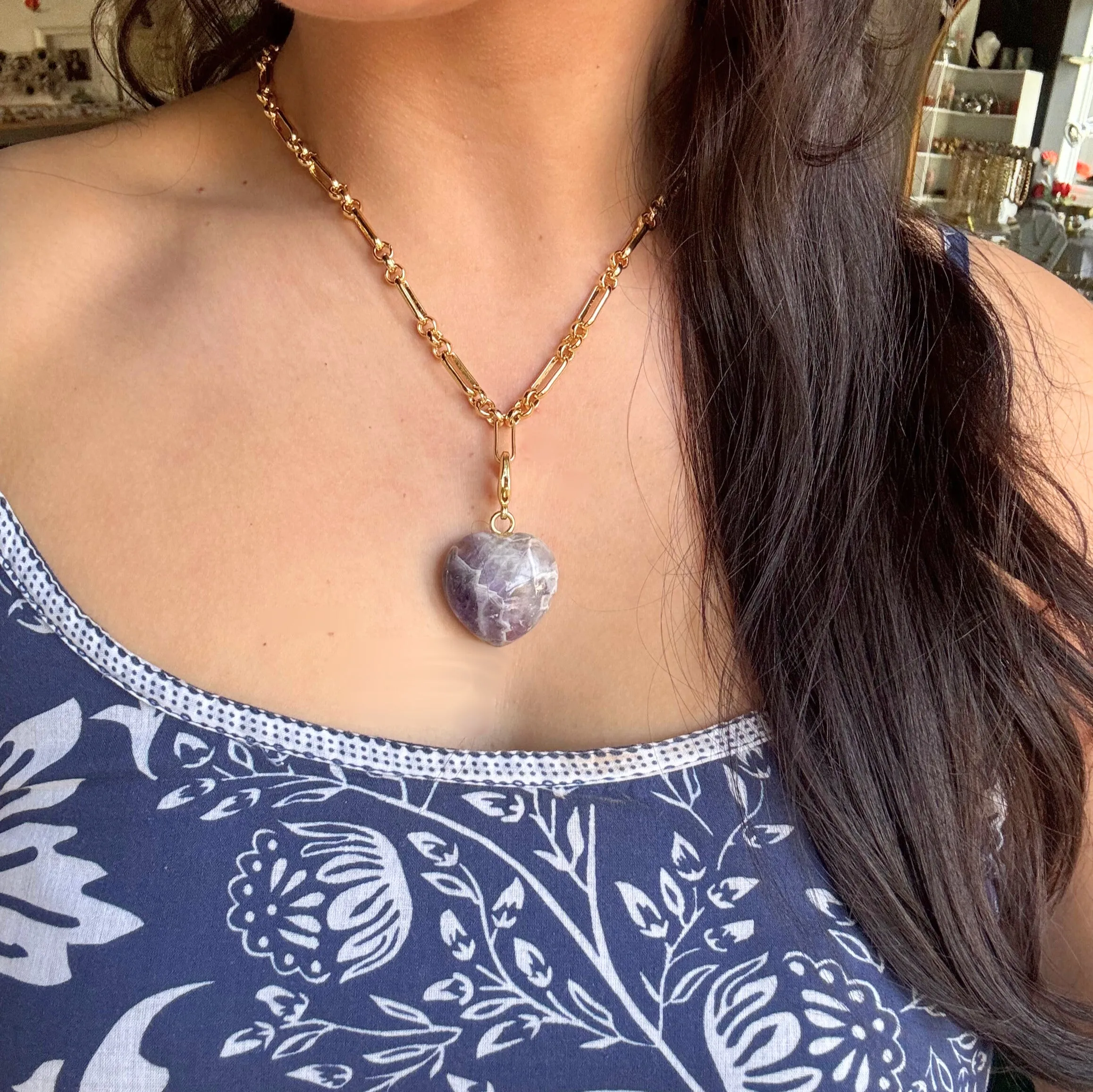 Semi-Precious Heart Pendant Amethyst