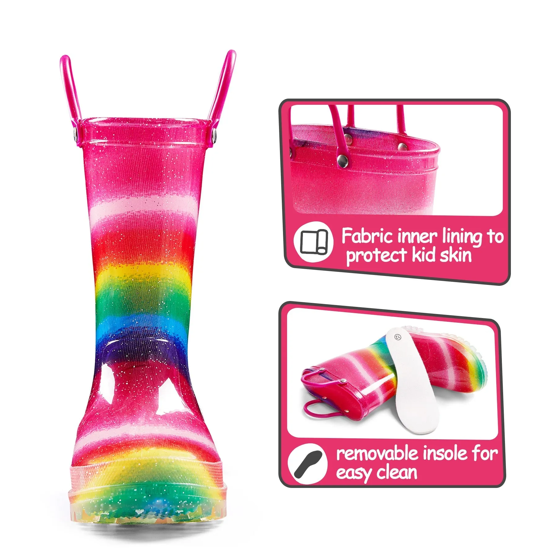 Shimmer Rainbow Glow Rain Boots