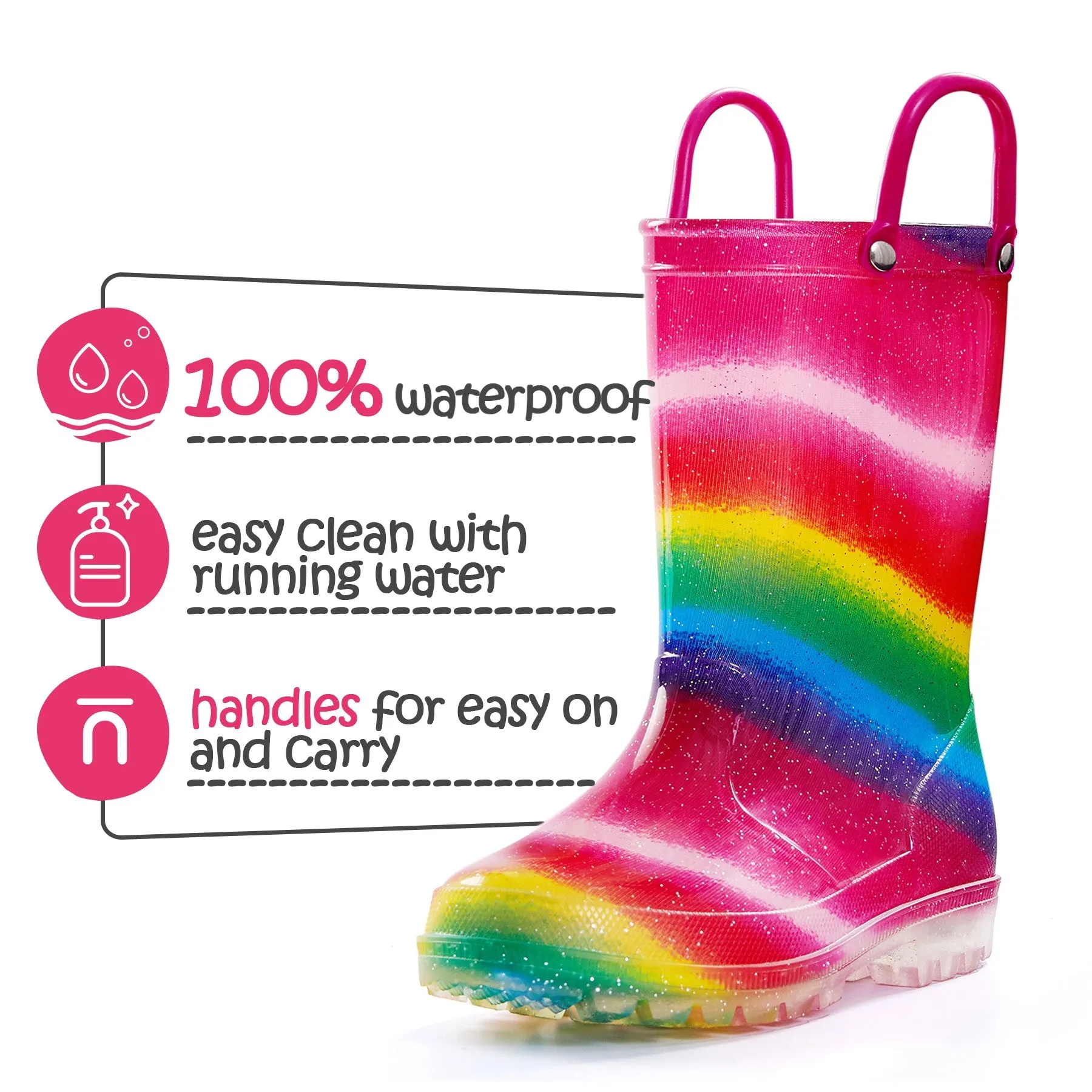 Shimmer Rainbow Glow Rain Boots