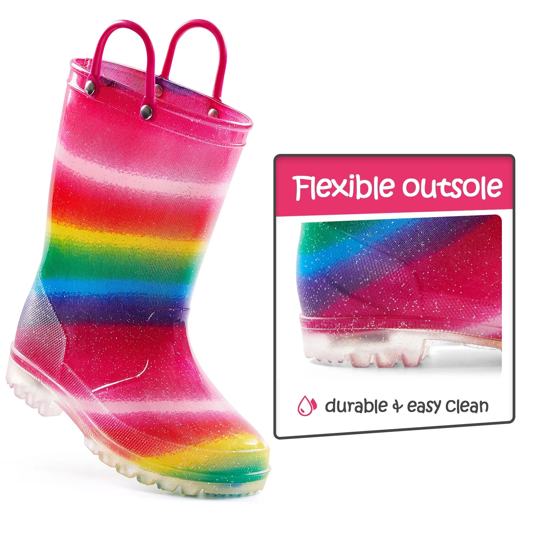 Shimmer Rainbow Glow Rain Boots
