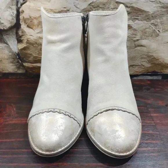 Silent D Moneybag Ankle Boots Tawny Suede Leather Beige Anthropologie 6.5