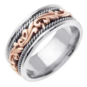 Silver and 14K Two Tone Gold Paisley Celtic Hand Braided Ring