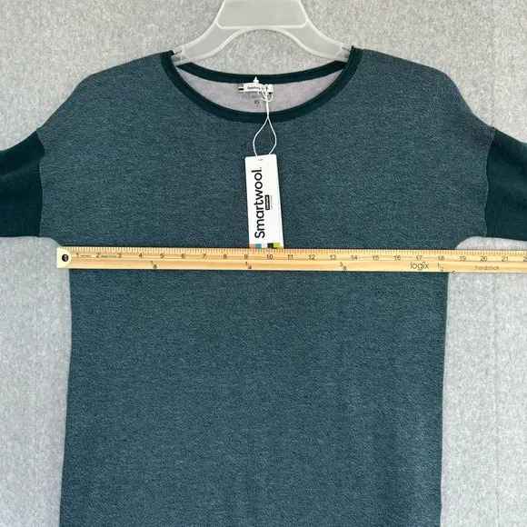 Smartwool Shadow Pine Colorblock Sweater Womens XS Mist Twilight Blue Marled