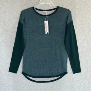 Smartwool Shadow Pine Colorblock Sweater Womens XS Mist Twilight Blue Marled
