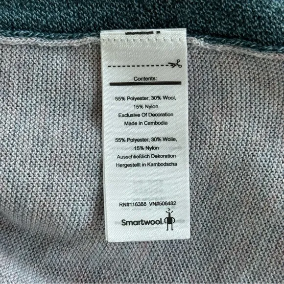 Smartwool Shadow Pine Colorblock Sweater Womens XS Mist Twilight Blue Marled