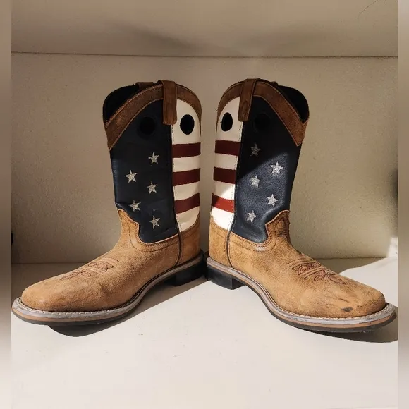 Smoky Mountain Boots Youth Size 4.5R Stars &amp; Stripes Western Boot Square Toe